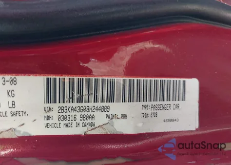 2008 Dodge Charger z USA, uszkodzony, nr VIN 2B3KA43G08H244889